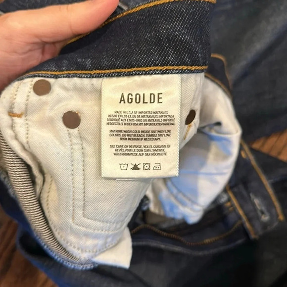 AGOLDE Pinch Skinny High Waist in Dark Blue Denin with frayed hem size 29 - Picture 4 of 7